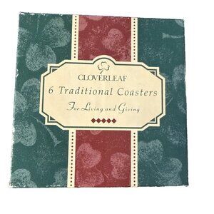 Vintage CloverLeaf 4 Coasters Cork Backed UK Home Essentials Fruit Cottage